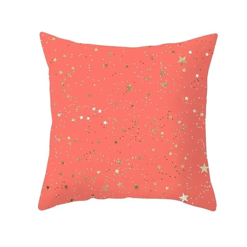 Axyaa Starfish Stripe Print Cushion Cover | Pink Coral Orange Home Decor Pillow Cover