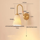 Axyaa Glass LED Wall Sconce, Pull Chain Switch Nordic Copper Light Fixture