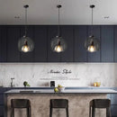 Axyaa Smoke Gray Glass Pendant Lights, Nordic LED Industrial Hanging Lamp
