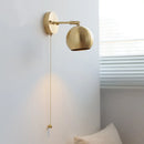 Modern Axyaa Bedside LED Wall Lamps, Swing Arm E27 Bulb, Gold Copper Finish