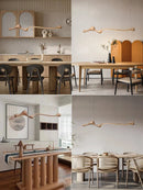 Axyaa Modern Ash Wood LED Pendant Lights Dimmable for Indoor Decoration