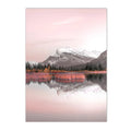 Axyaa Pink Beach Sunset Lake Mountain Canvas Wall Art Nordic Decor