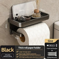 Axyaa Black Aluminum Towel Rack Holder 60CM with Hook and Tissue Holder