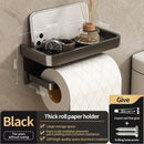Axyaa Black Aluminum Towel Rack Holder 60CM with Hook and Tissue Holder