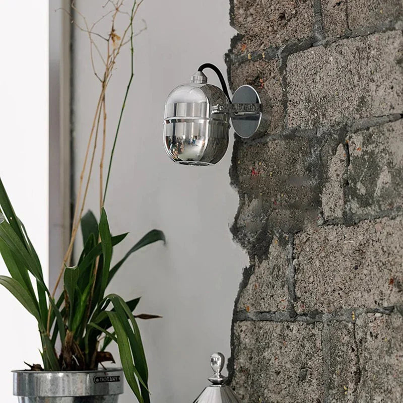 Axyaa Chrome Metal Wall Light Warm Light 3000K Bedroom Reading Sconce Lamp