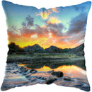 Axyaa Moonlit Waterfall Mountain Landscape Pillow Covers