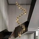 Axyaa Crystal Chandelier Stair Pendant Lamp - Modern Living Room Interior Lighting