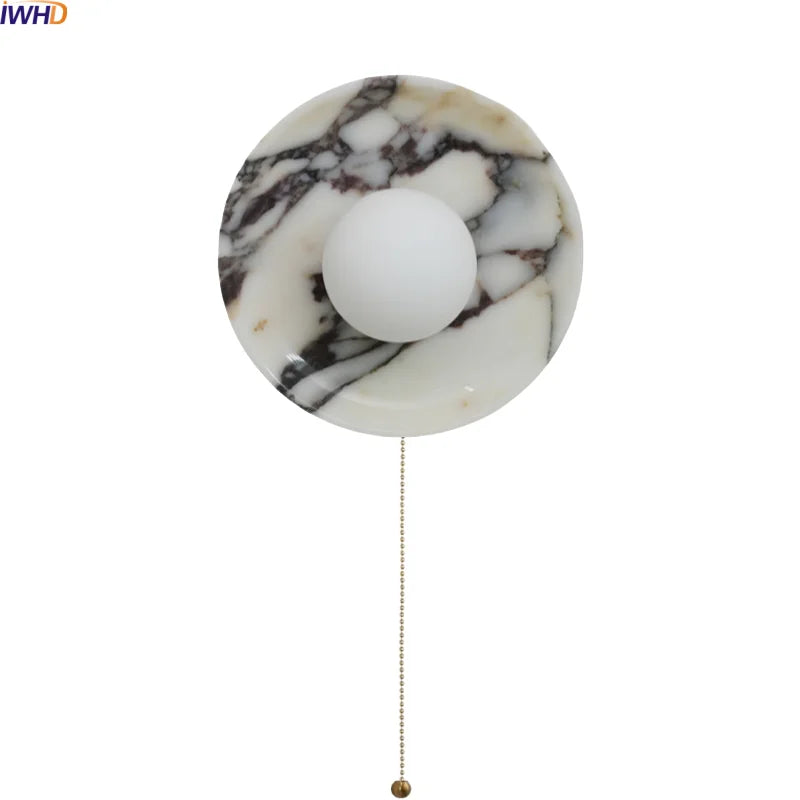 Axyaa Round Stone LED Wall Sconce Shower Light 220v White Ball Bulb Mirrors Stair Kitchen Bathroom