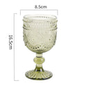 Axyaa Spiral Floral Embossed Goblet Set - 300ml Vintage Wine Glasses Cozy Collection