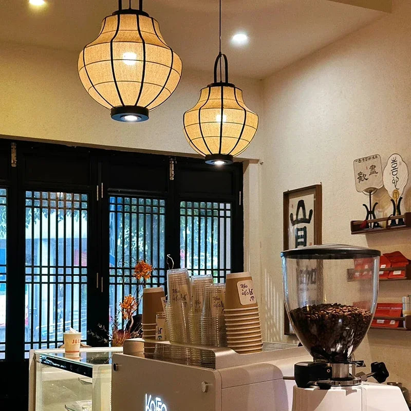 Axyaa Retro Cloth Chandeliers: Japan Fabric Pendant Lights for Home Decor