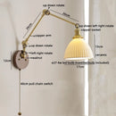 Axyaa Ceramic Copper LED Wall Lamps with Pull Chain Switch for Bathroom Bedroom Living Room