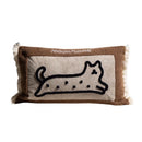 Axyaa Medieval Critter Embroidery Cushion Cover in Coffee Brown - 30x50cm