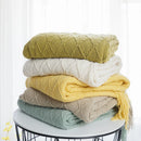 Axyaa Plaid Knit Throw Blanket Green – Soft Woven Sofa Bedspread Summer Decor