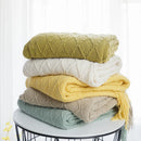 Axyaa Green Plaid Knitted Throw Blanket - Soft Woven Sofa Bedspread