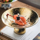 Axyaa Golden High Footed Ceramic Sushi Plate Set - Restaurant Quality Molecular Cuisine Tableware