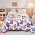 Axyaa Nordic Flower Print Plush Flannel Blanket, Soft Throw for Sofa Couch Bed