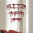 Axyaa Nordic Retro U-shaped Round Chandelier - Modern Living Room Dining Bedroom Red Lamp
