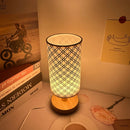 Axyaa Nordic Wood Base USB Lamp with Three-Color LED for Bedroom and Study