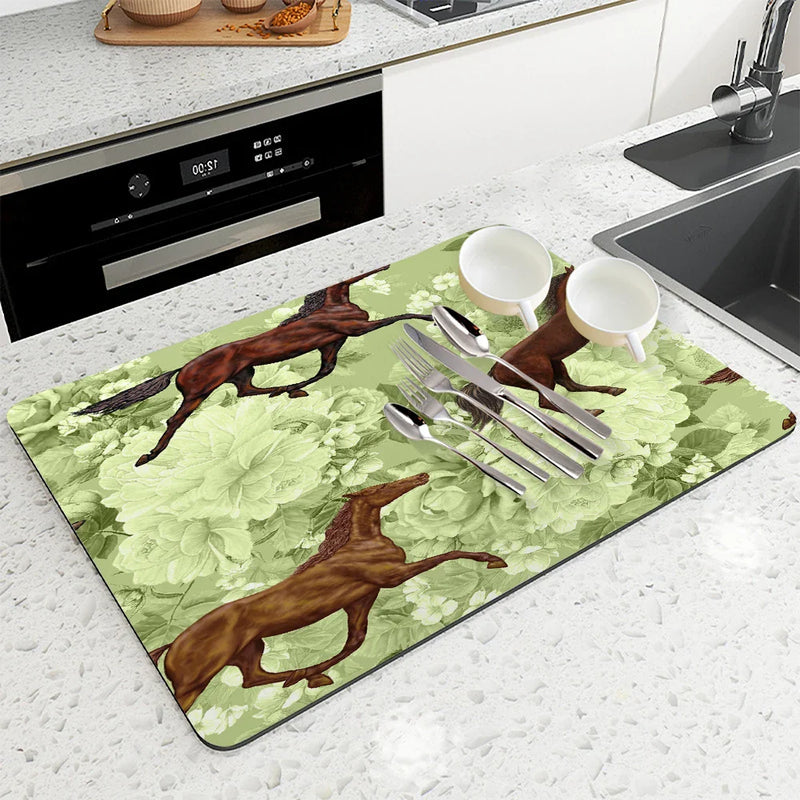 Axyaa Non-Slip Absorbent Drying Mat for Kitchen Tableware and Counter