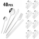 Axyaa Black Gold Mirror Stainless Steel Dinnerware Set - 40pcs