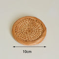 Axyaa Handmade Rattan Coaster Set - Round Tea Cup Insulation Pad