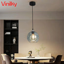 Modern Blue Glass Pendant Light Axyaa Nordic LED Chandelier for Home Decor