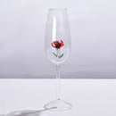 Axyaa Elegant 3D Red Flower Champagne Flute Goblet - 1 Piece