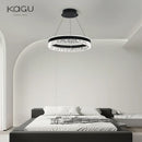 Axyaa LED Crystal Pendant with Black & White Ring Design for Modern Minimalist Home Lighting