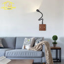 Axyaa Walnut Wood LED Wall Lamp with Flexible Hose & Universal Joint
