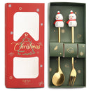 Axyaa Christmas Theme Cutlery Set - Elk Deer Christmas Hat Tree Fork Spoon Stainless Steel