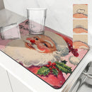 Axyaa Diatom Mud Kitchen Drain Pads in Christmas Pink, Absorbent Tableware Mat