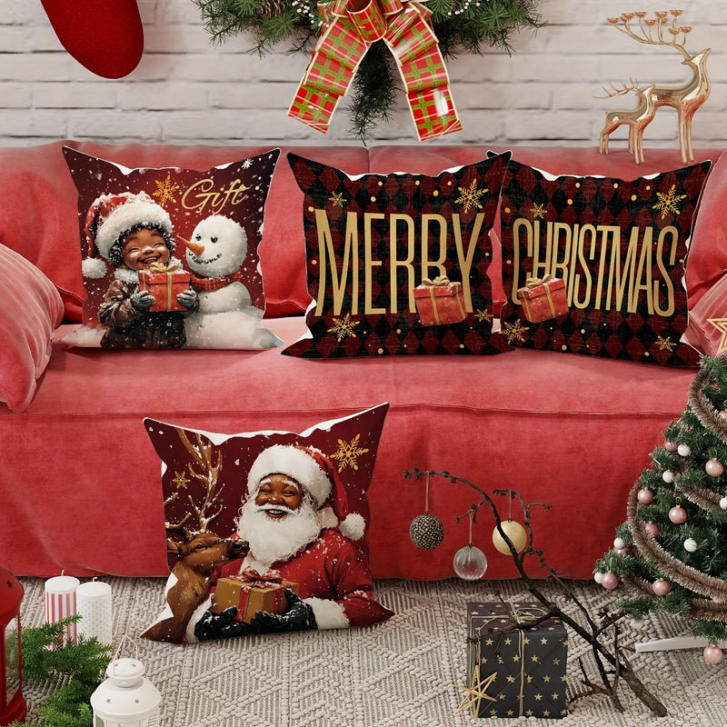 Axyaa Christmas Pillowcase: Santa Claus Snowman Design for Home Sofa Decoration