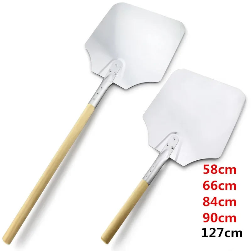 Axya Aluminum Pizza Peel with Wooden Handle - Baking & Cheese Cutter Tool