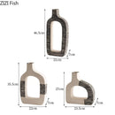 Ceramic Vase Set for Desktop Decor | Axyaa Small Mouth Flower Vases