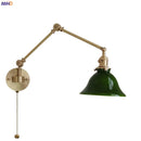 Axyaa Swing Arm Copper Wall Lamp with Green White Lampshade Nordic Modern Design