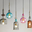 Axyaa Glass Pendant Chandelier Nordic Modern Macaron Colored LED Lights