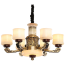 Axyaa Luxe Inlay Copper Chandelier with Marble Jade, Ideal for Living Room, Bedroom and Hall