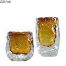 Axyaa Amber Wrinkle Glass Vase Hydroponics Floral Desk Decoration Artificial Flowers
