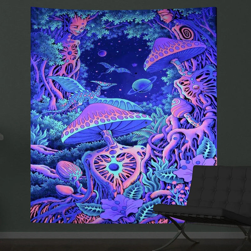 Axyaa Fluorescent Mushroom Luminous Tapestry for Interior Decoration
