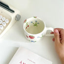 Axyaa Floral Hearts Ceramic Coffee Mug - 350ml Irregular Hand-Painted Tea Cup