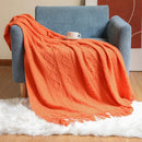 Axyaa Knitted Throw Blankets: Cozy Chunky Textured Vintage Gift, Tassel Trim