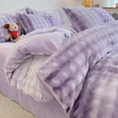 Axyaa Winter Bubble Plush Rabbit Velvet 4-Piece Bed Sheet Set