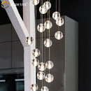 Axyaa Meteor Shower Glass Ball Chandelier - Long Rope Hanging Crystal Light