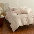 Axyaa Shell Bedding Set - Embroidered Solid Color Four Piece Set
