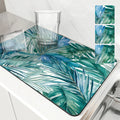 Axyaa Tropical Plants Watercolor Drying Mat: Non-Slip Absorbent Kitchen Counter Mat