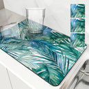 Axyaa Tropical Plants Watercolor Drying Mat: Non-Slip Absorbent Kitchen Counter Mat