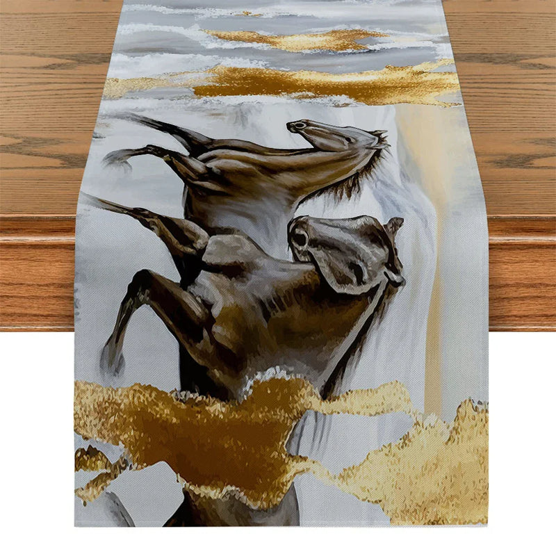 Axyaa Horse Flower Table Runner: Elegant Dining Decor for Holiday Parties