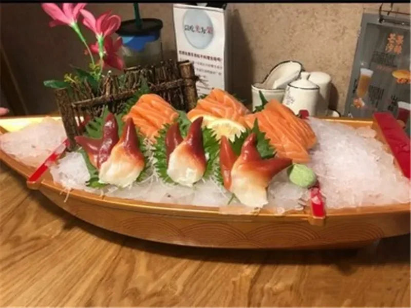 Axya Sushi Sashimi Boat Tray - Black Red Salmon Plate Server