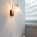 Axyaa Clear Glass LED Wall Light Fixture Walnut Bedside Lamp