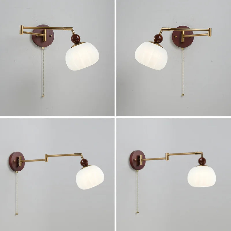 Axyaa White Pumpkin LED Wall Light - Swing Arm Nordic Modern Wandlamp